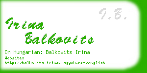 irina balkovits business card